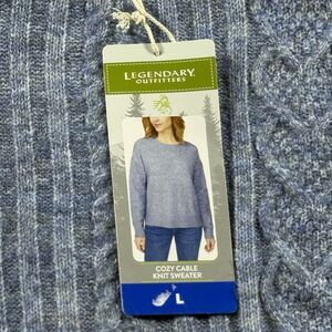 Legendary Outfitters Women's Cozy Cable Knit Sweater, Blue Heather, Size L
